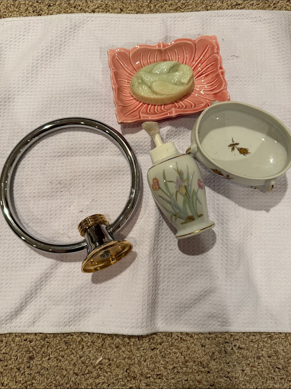 Bathroom essentials Soap dish soap dispenser, towel hanger